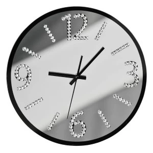 Image of Premier Housewares Black Mirror with Diamantes Wall Clock