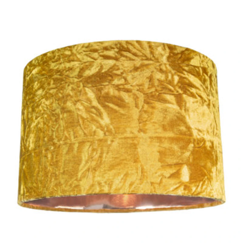 Image of Happy Homewares Modern Ochre/mustard Crushed Velvet 12 Table/pendant Shade With Copper Inner