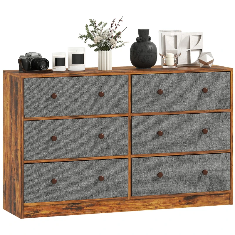 Image of HOMCOM HOMCOM Drawer Dresser for Bedroom Chest of Drawers with Steel Frame in Grey Grey One Size Unisex 5063603473294