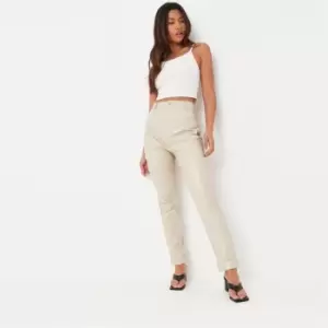 Image of Missguided Faux Leather Turn Up Cigarette - Neutral
