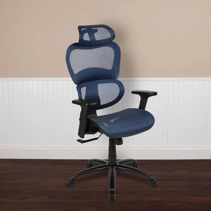 Image of FWStyle FWStyle Blue Ergonomic Mesh Office Chair Lumbar Support & Tilt Blue One Size Unisex 5056413134226
