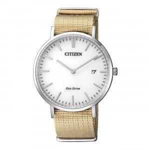 Image of Citizen Eco-Drive Mens Nylon Strap Watch AU1080-20A - Beige
