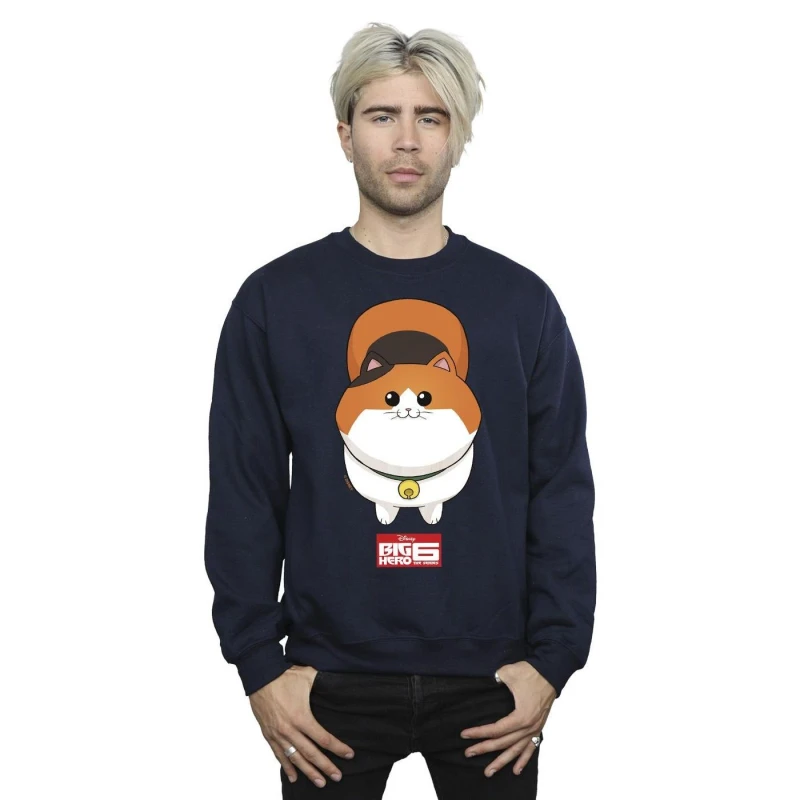 Image of Disney Men Big Hero 6 Baymax Kitten Face Sweatshirt in Navy Size: Small Navy S Male 5059934825420