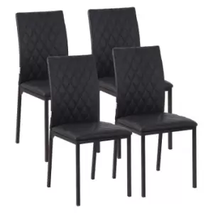Image of HOMCOM Dining Chairs Faux Leather Accent Chairs Set Of 4 Black