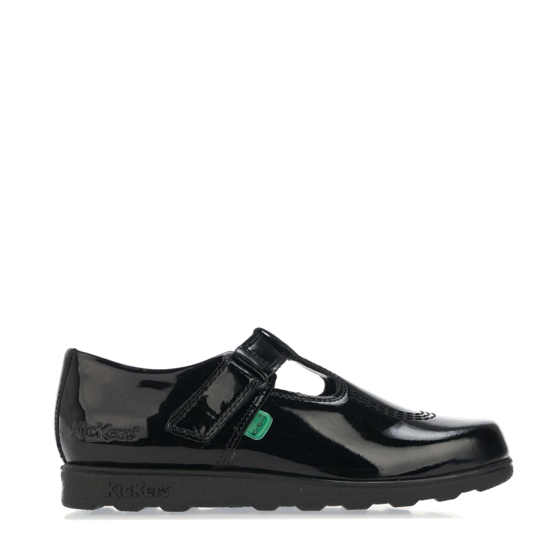 Image of Kickers Children Fragma T-Bar Patent Shoes - Black UK 2