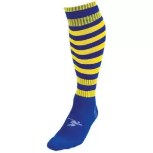 Image of Precision Childrens/Kids Pro Hooped Football Socks (12 UK Child-2 UK) (Royal Blue/Yellow)