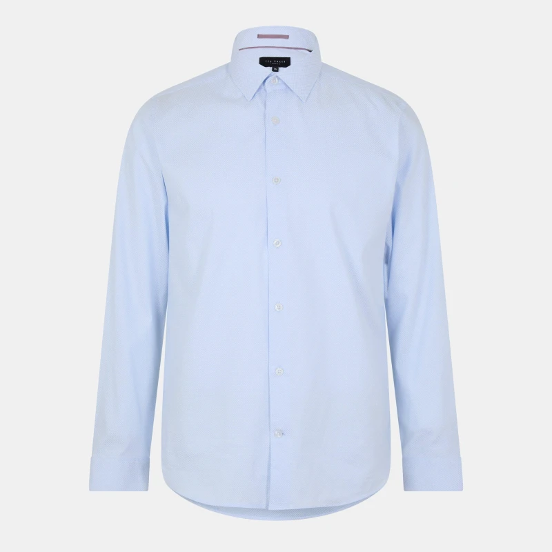 Image of Ted Baker Hart Blue Diamond Dot Slim Shirt Blue male 15.5 inch