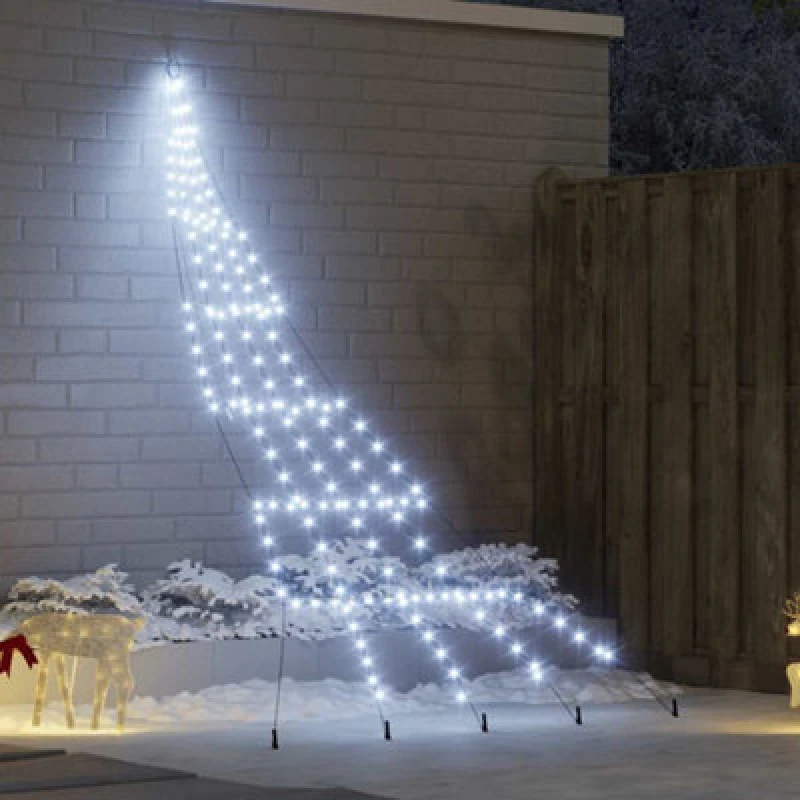 Image of Vidaxl LED Christmas Tree With Ground Spikes Cool White 306cm Metal