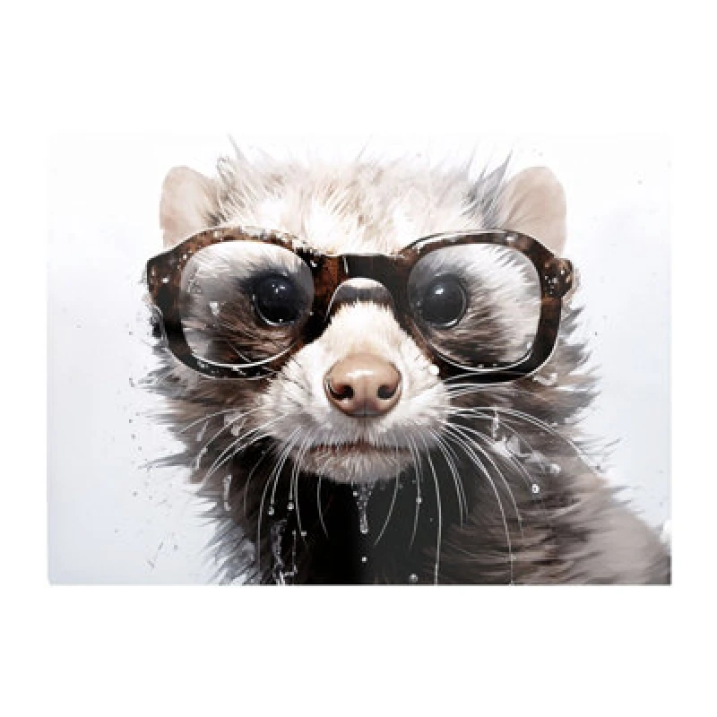 Image of Warren Reed Designer Splashart Ferret With Glasses Glass Chopping Board