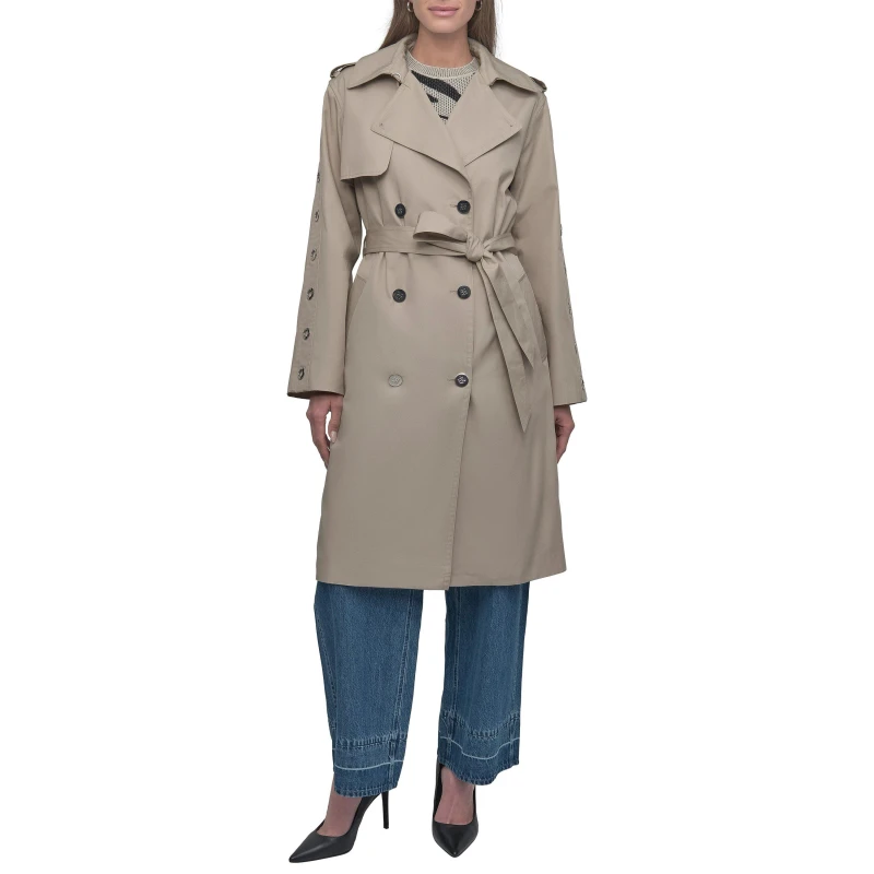 Image of DKNY Womens Weather-Resistant Trench Coat Biege female XS/S