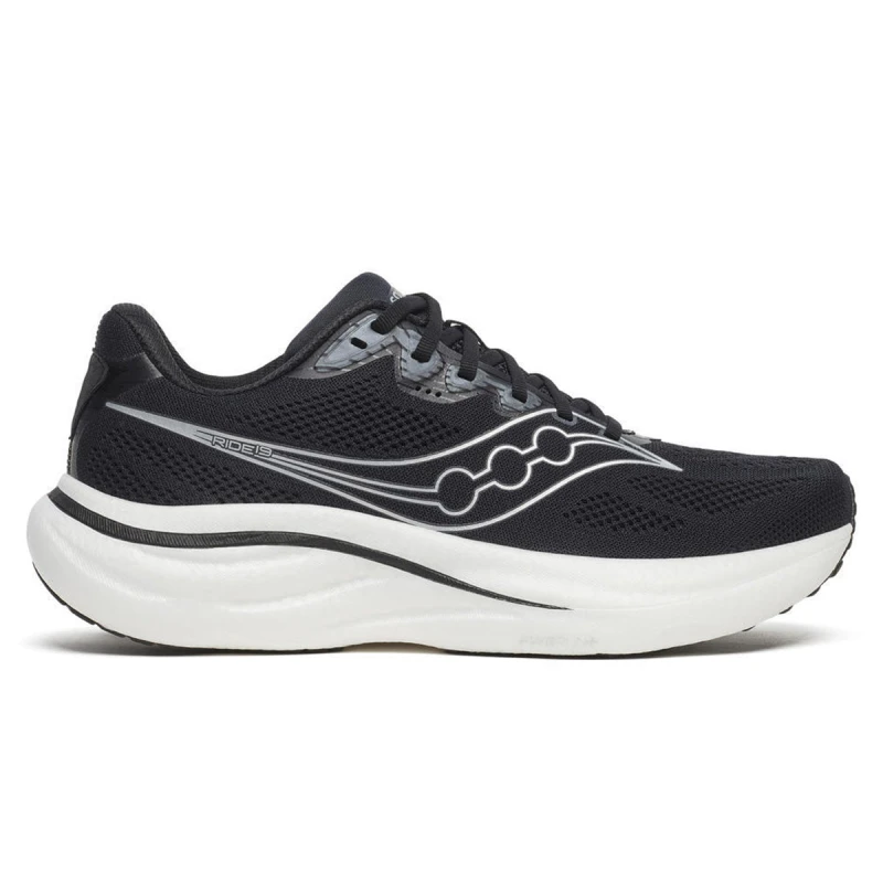Image of Saucony SAUCONY RIDE 19 MENS BLACK/SILVER - Black / 7 / Standard