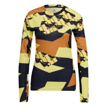 Image of adidas Terrex Primeblue Trail Graphic Long-Sleeve Top Wom - Pulse Yellow