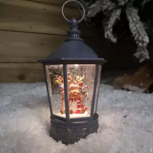 Image of 26cm Snowtime Dual Power LED Christmas Glitter Water Spinner Blue Lantern Cute Reindeer Scene
