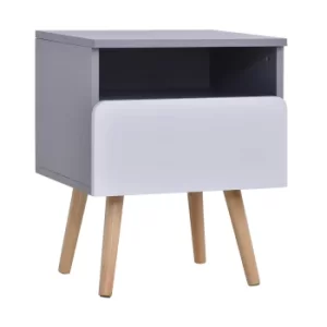 Image of HOMCOM Wooden Bedside Cabinet Accent Table with 1 Drawer Open Shelf End Table Night Stand with Legs, Home Furniture