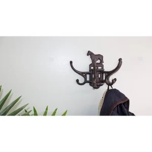 Image of Cast Iron Wall Mounted Rotating Coat Hooks, Horse, 8 hooks