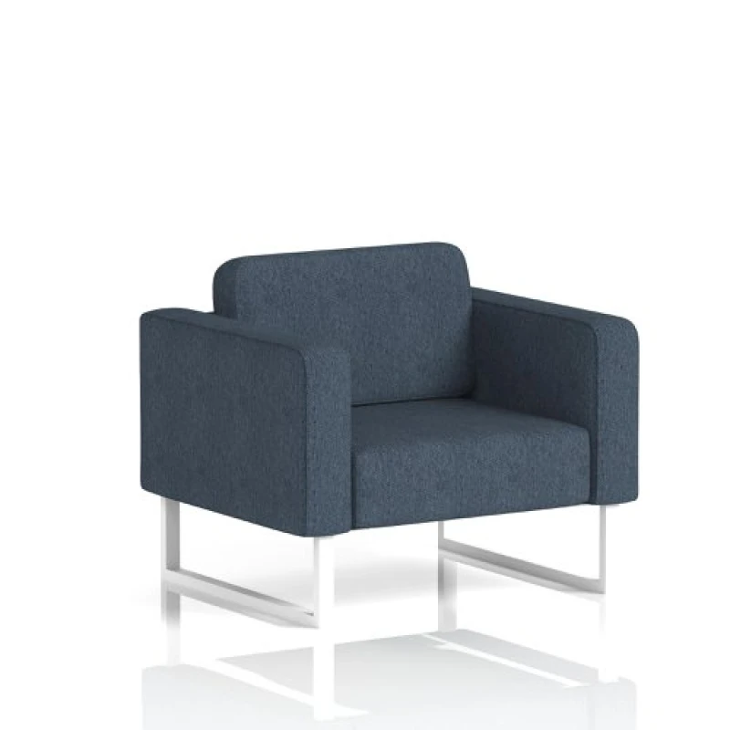 Image of Brixworth Office Armchair with White Legs in Rivet Fabric - Crucible