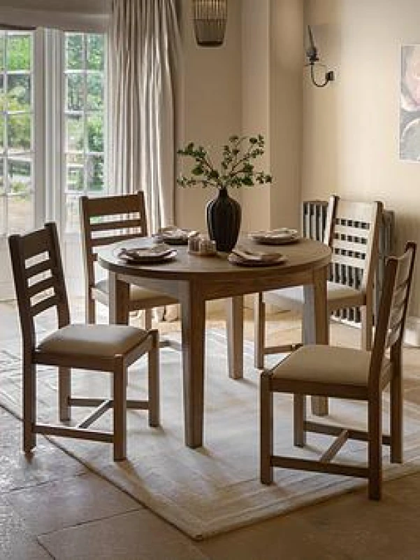 Image of SO'HOME Toledo Oak Round Extending Dining Table Natural Oak 6 People