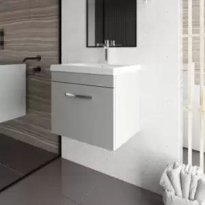 Image of Nuie - Athena Wall Hung 1-Drawer Vanity Unit with Basin-2 500mm Wide - Gloss Grey Mist