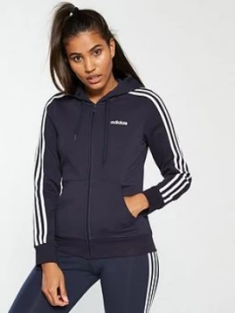 Image of adidas Essentials 3 Stripe Full Zip Hoodie - Navy Size M Women