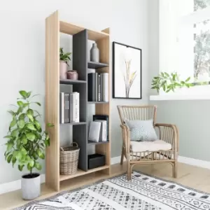 Image of Decorotika - Eden Modern Bookcase Bookshelf Shelving Unit Display Unit - Oak/Anthracite - Oak / Anthracite