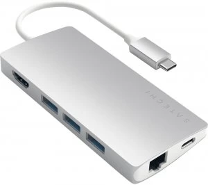 Image of SATECHI Aluminum Multi-Port V2 6-port USB Type-C Hub - Silver