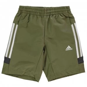 Image of adidas Tri-Coloured Shorts Junior Boys - Khaki/Wht/DGrey