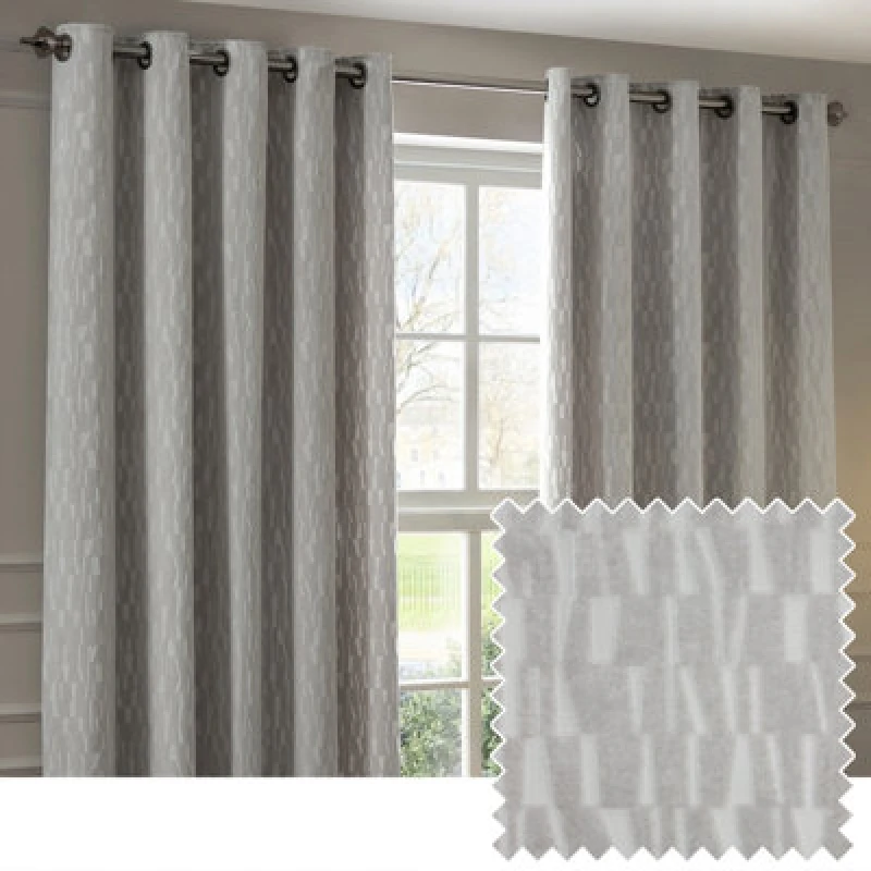 Image of Paoletti Paoletti Manhattan Velvet Eyelet Curtain Pair in Silver Size: 229cm width x 183cm drop Silver 229cm width x 183cm drop Unisex 5025532364302