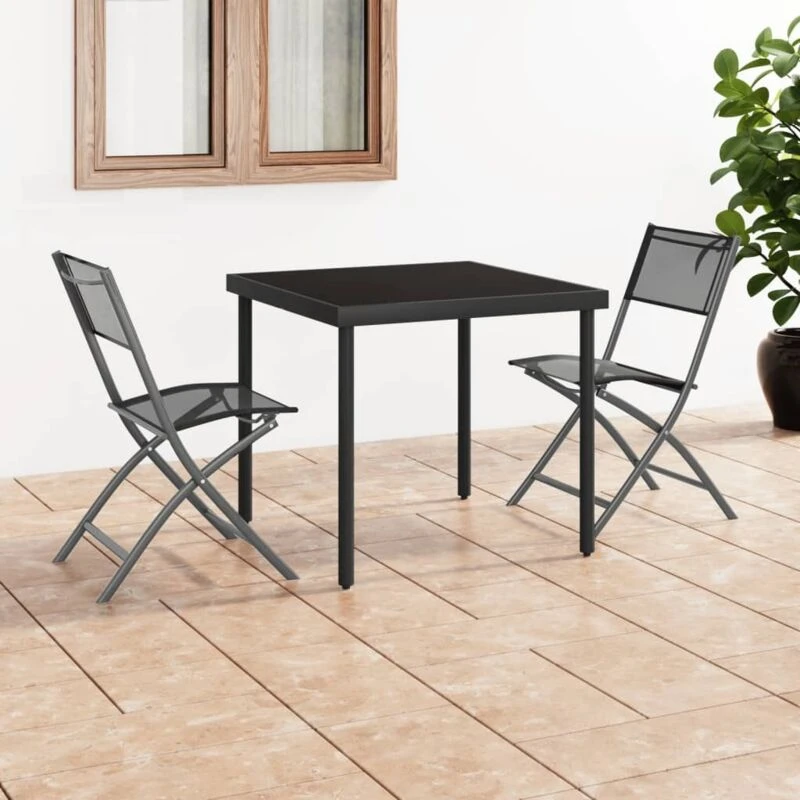 Image of VIDAXL Folding Outdoor Chairs 2 pcs Black Steel and Textilene Vidaxl 8720286849927
