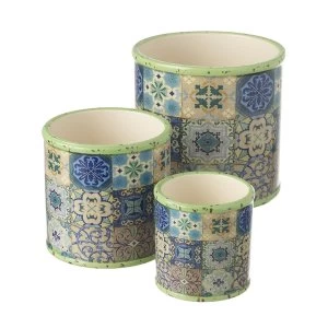Image of Mosaic Patterned Planter Boxes Set of 3 By Heaven Sends
