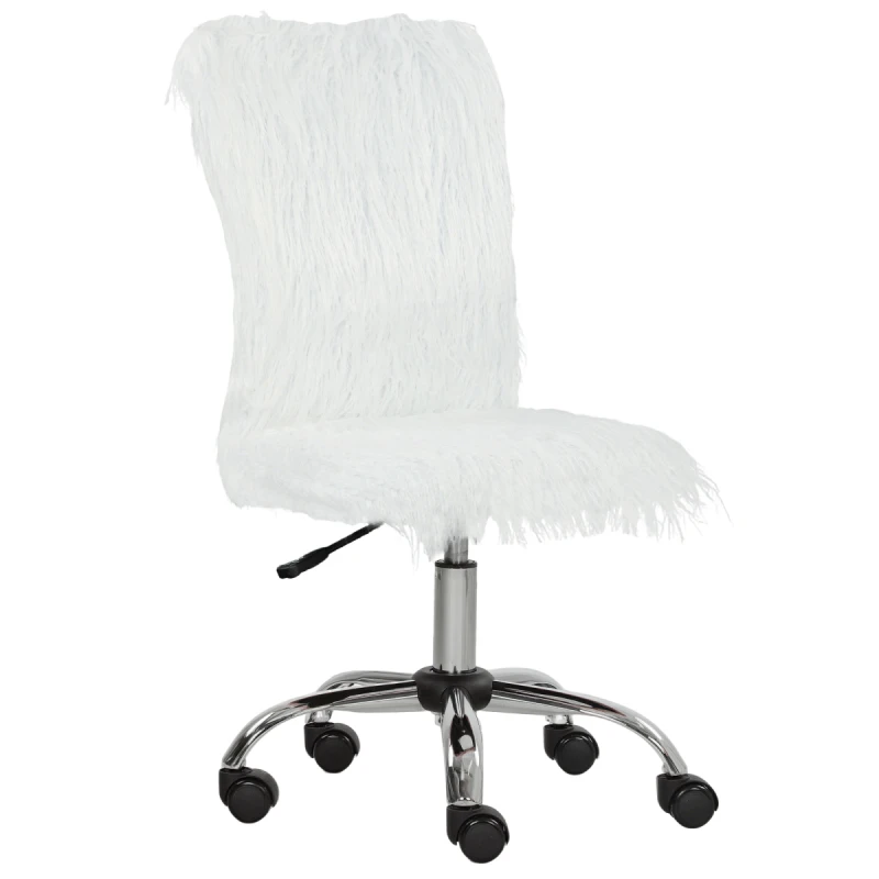 Image of HOMCOM HOMCOM Plush Computer Desk Chair with Adjustable Height for Home Office in White White One Size Unisex 5063603438019