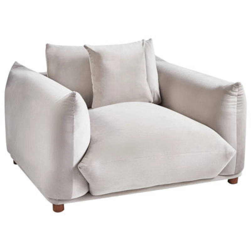 Image of Beliani Velvet Armchair Taupe Luvos