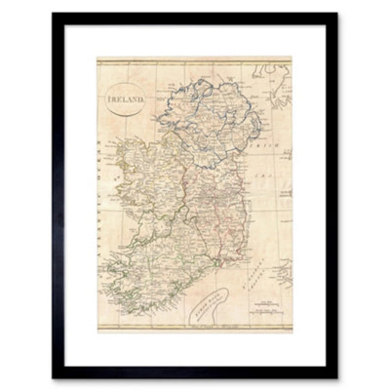 Image of Artery8 1799 Clement Cruttwell Map Ireland Vintage 12X16" Framed Wall Art Print