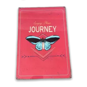 Image of Enjoy Your Journey Butterfly Design Vintage Metal Sign