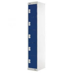 Image of Five Compartment Locker D300mm Blue Door Dimensions H1800 x D300 x