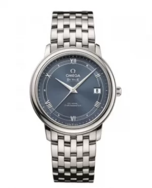Image of Omega De Ville Prestige Co-Axial 36.8mm Automatic Blue Railroad Dial Womens Watch 424.10.37.20.03.002 424.10.37.20.03.002