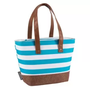 Image of Coast Aqua Striped Insulated 15 Litre Shoulder Tote Blue, White and Brown