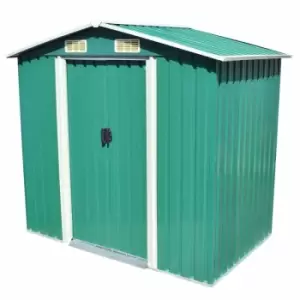 Image of vidaXL Garden Storage Shed Green Metal 204x132x186cm - Green