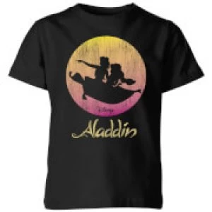 Image of Disney Aladdin Flying Sunset Kids T-Shirt - Black - 9-10 Years
