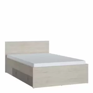 Image of Denim 120Cm Bed With 1 Drawer In Light Walnut Grey Fabric Effect And Cashmere