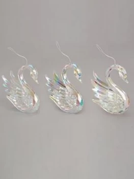 Image of Gisela Graham Set Of 3 Irredescant Swan Tree Decorations