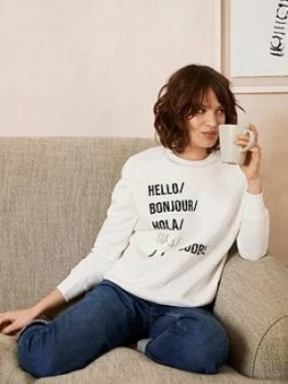 Image of Mint Velvet Mint Velvet Cream Hello Goodbye Sweatshirt