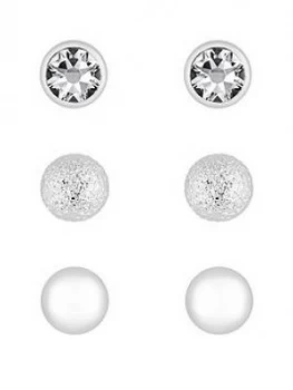 Image of Mood Silver Plated Crystal Stud Earrings - Pack Of 3