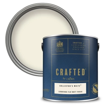 Image of CRAFTED by Crown Flat Matt Interior Wall, Ceiling and Wood Paint - Collector's White - 2.5L