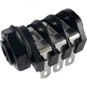Image of 6.35mm audio jack Socket horizontal mount Number of pins 3 Stereo Black Cliff CL1220A