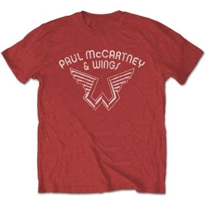 Image of Paul McCartney - Wings Logo Unisex Medium T-Shirt - Red