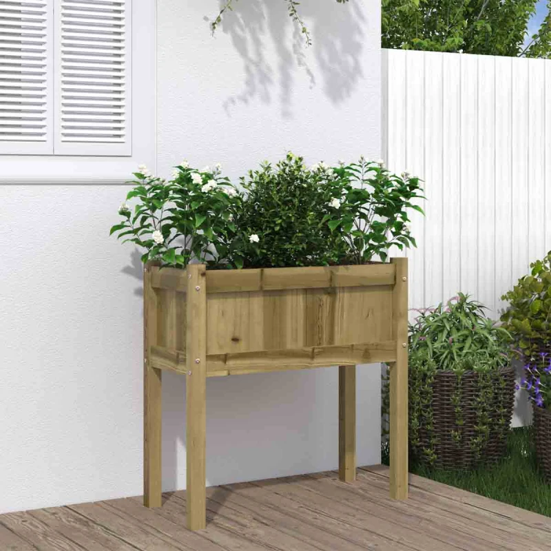Image of vidaXL Garden Planter w/ Legs 70x31x70cm Impregnated Pine, Brown 837562