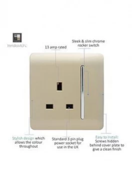 Image of Trendiswitch 1 Gang 13Amp Switched Socket Std Gold