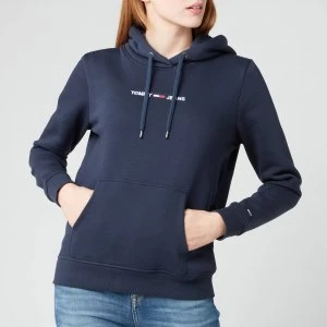 Image of Tommy Jeans Womens TJW Linear Logo Hoodie - Twilight Navy - L