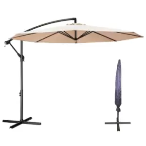 Image of Samuel Alexander 3m Cantilever Parasol in Beige with Crank Handle for Patio Garden Banana Parasol with UV Protection Outdoor Umbrella Sun Shades for G