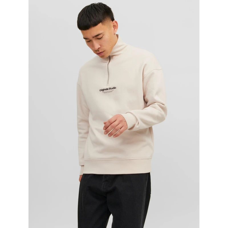 Image of Jack & Jones Moonbeam Plain Zip Sweat Stone Male 2XL 237569UK